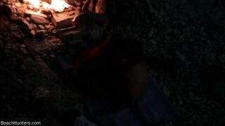 Couple enjoys hot sex by the campfire